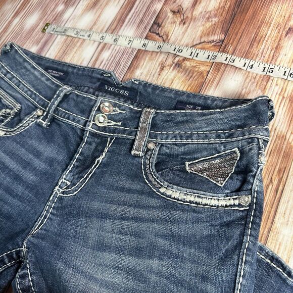 Vigoss NEW YORK SLIM BOOT Cut Size 7/8 Blue Mid Rise Jeans Denim Pants 31x30 - Picture 4 of 13